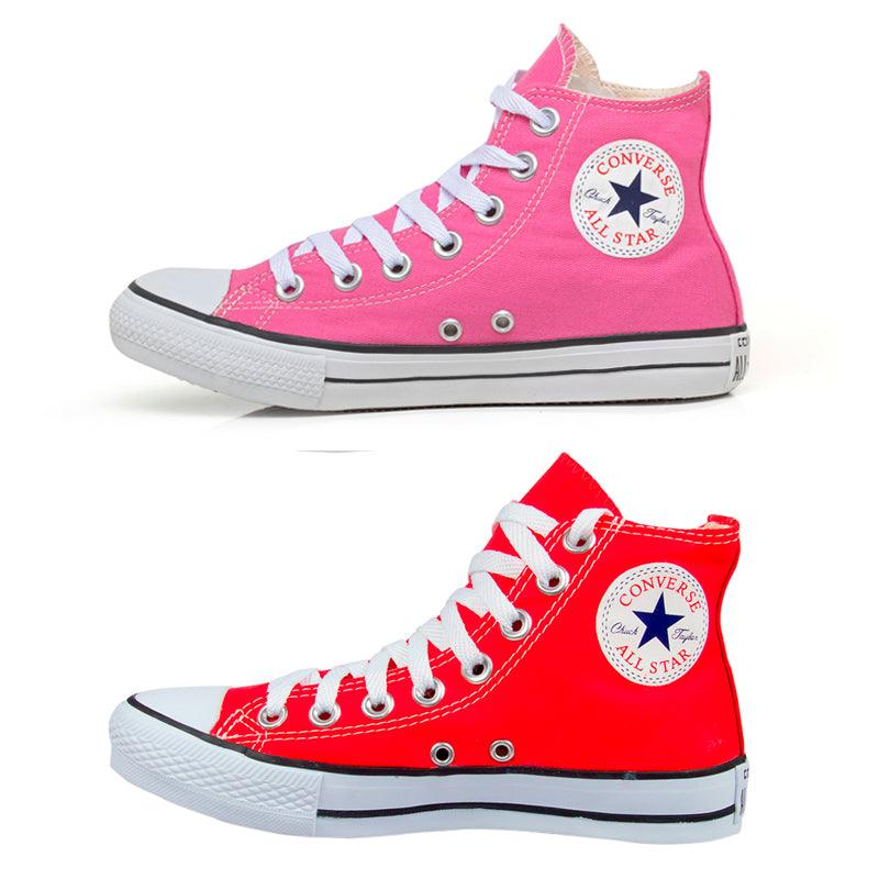 Combo 2 pares All Star cano alto Pink + Vermelho - Vortex Calçados